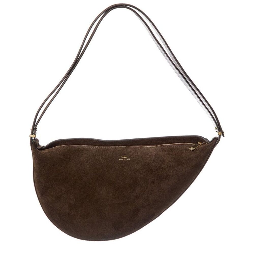 Toteme Dark Brown Suede Crescent Hobo Bag